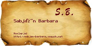 Sabján Barbara névjegykártya
