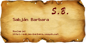 Sabján Barbara névjegykártya